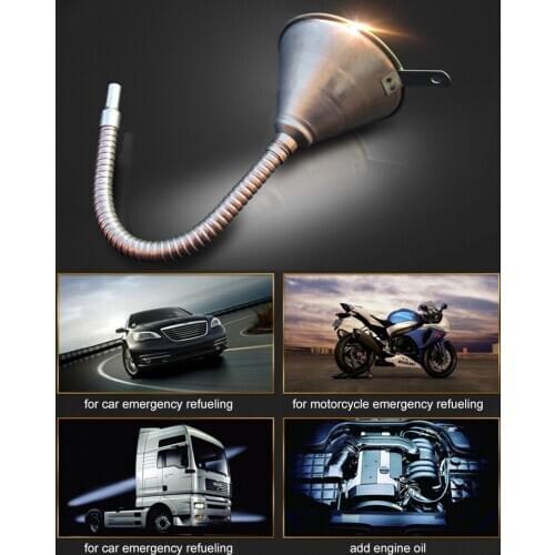 Metal Funnel Flexible 14.6" 24.8" Long Hose Car Truck Gas Oil Liquid Filler Priming Funnel Car Accessoriesl