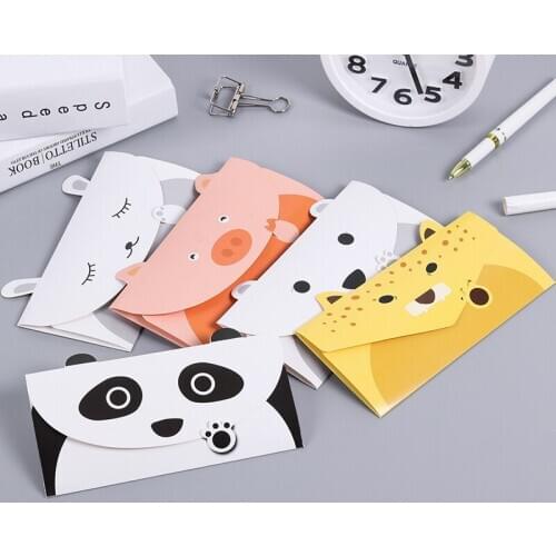 Cute Paper Letter Envelope Cartoon Animal Panda Notebook Diary Kid Student School Birthday Party Invitation Card Stationery Gift