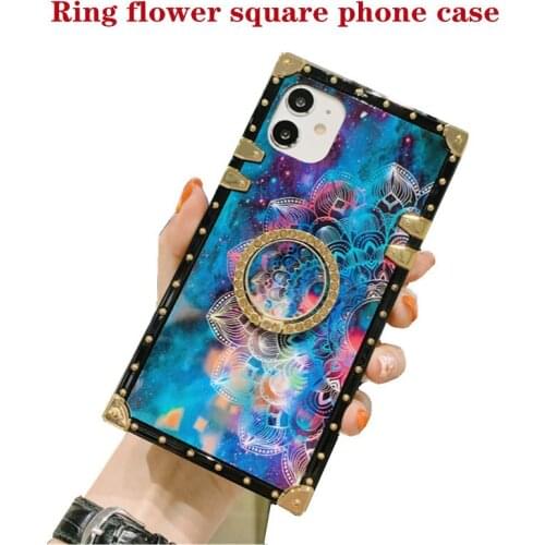 Fashion ring holder flower phone case for iPhone 12 Mini 11 12 Pro Max XS Max XR 7 8 6S Plus 12 11 Pro Phone case back cover