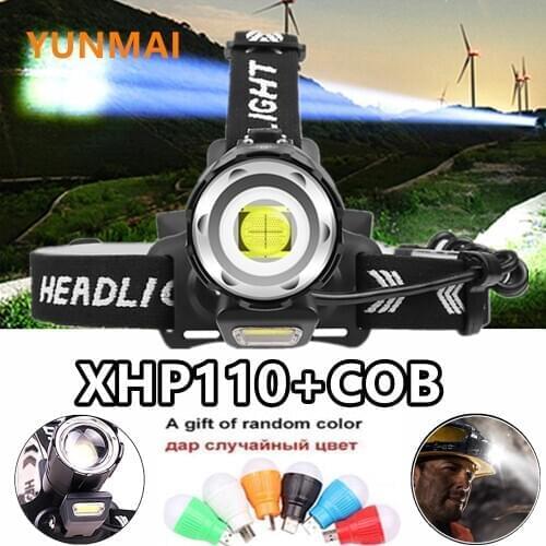 100000LM Powerful XHP110 Led Headlight XHP70.2 Brightest Headlamp USB Rechargeable COB Work Head Lamp Flashlight for Fishing