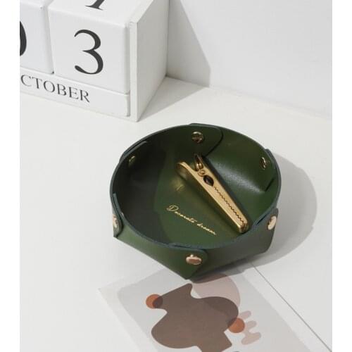 Leather Desktop Organizer Key Doorway Cosmetic Jewelry Entryway Miscellaneous Storage Box Storage Tray