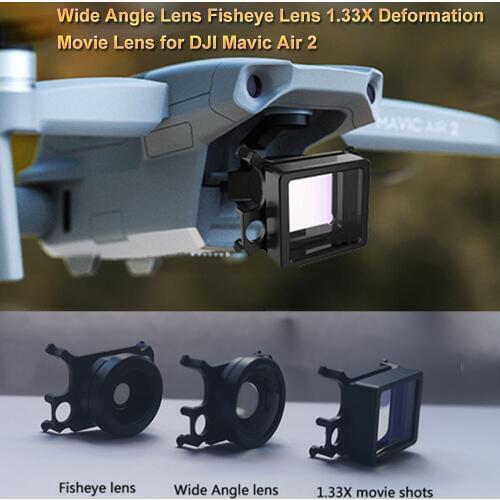 3-in-1 Kit Wide Angle Lens Fisheye Lens 1.33X Deformation Movie Lens for DJI Mavic Air 2 Shooting Lens Filter Air 2 Accessories