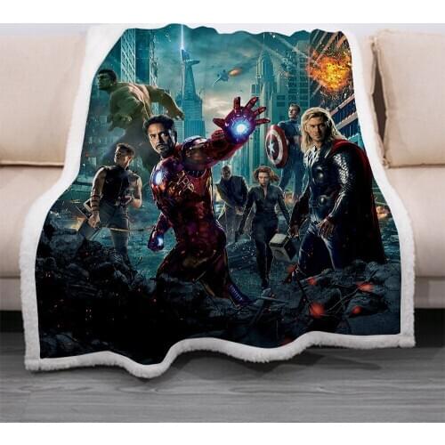 Disney Iron Man Hulk Captain America Blanket Comfortable Shawl Kindergarten Air Conditioning Nap Throw Quilt Thick Warm Soft