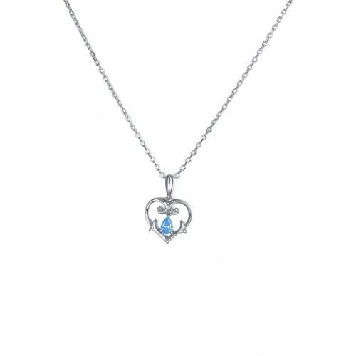 S925 Sterling Silver Love Heart-shaped Necklace Ladies Fashion Simple Girlfriend Jewelry Crystal Silver