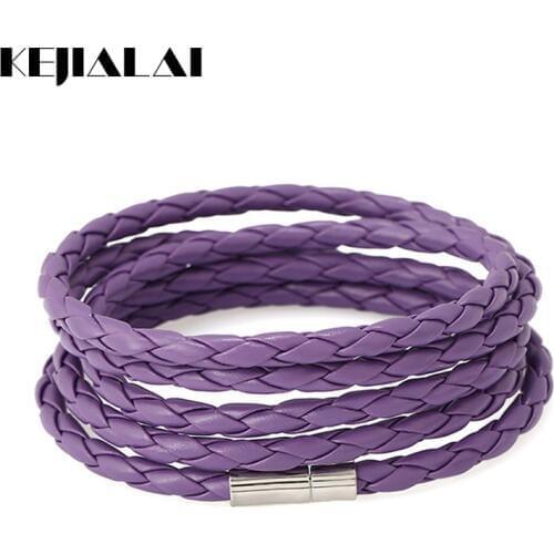 Braided Leather Bracelet Multilayer Chain Wrap Bangles 10 Colors Fashion Handmade Punk Men Jewelry For Women Pulseira Masculina