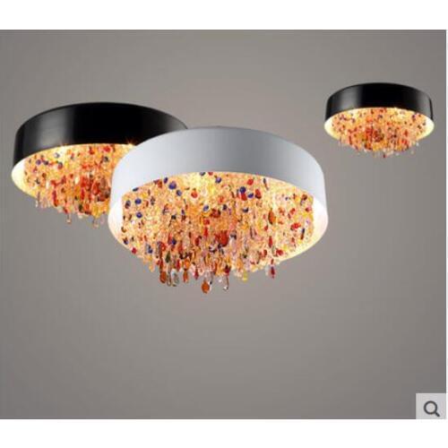 White Ceiling Lights Nordic modern living room entrance round bedroom aisle creative American retro diamond crystal LU818376
