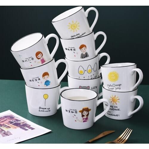Simple Nordic ceramic mug Mug creative personality coffee cup household milk cup breakfast cup lovely water cup