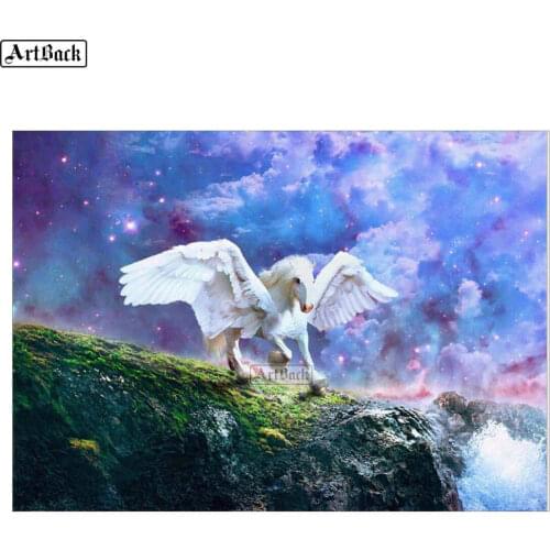 Sale full square diy 5d diamond painting white horse icon 3d diamond embroidery artwork decorative diamond mosaic gift