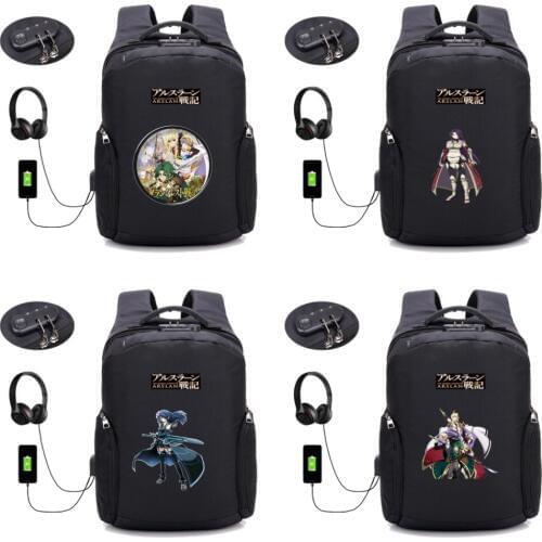 Anime Record of Grancrest War backpack USB Charging backpack Anti-theft Laptop bag Travel Bag teenagers student bookbag 12 style