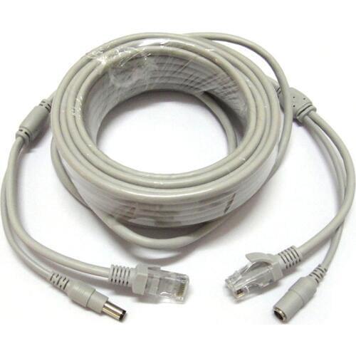 20M 60ft RJ45 Network & 12V Power IP Network Cable Extension Cord for CCTV IP Camera Line NVR System LAN
