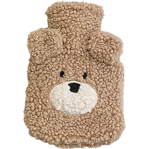 Cute Bear Water-filling Hot Water Bottle Plush Rown White Brown 500ML Warm Water Bag Keep on Hand Feet Warmer
