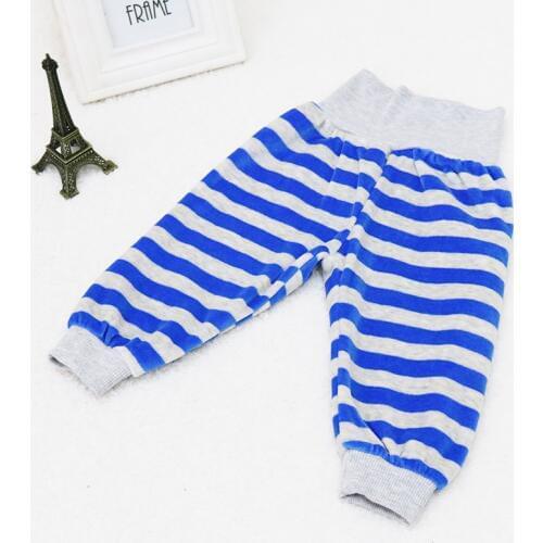 2019 Little Q Velour Spring striped elastic high waist Children long Pants Boys Trousers Girls Clothes Six colors