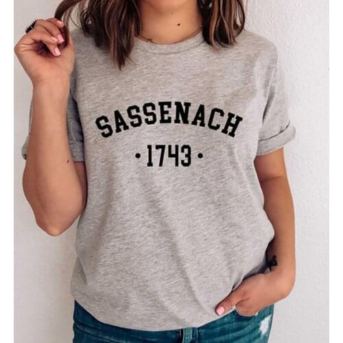Sassenach 1743 College Style Girls T-shirt Outlander Book Series Shirts for Women Student O-neck Gothic Punk Clothes Green Shirt