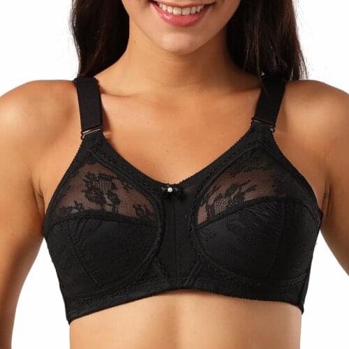 Women Unlined Lace Bra Full Coverage Ultra Thin Plus Size Wireless Big Minimizer Bra Size 36 38 40 42 44 46 48 50 B C D DD E