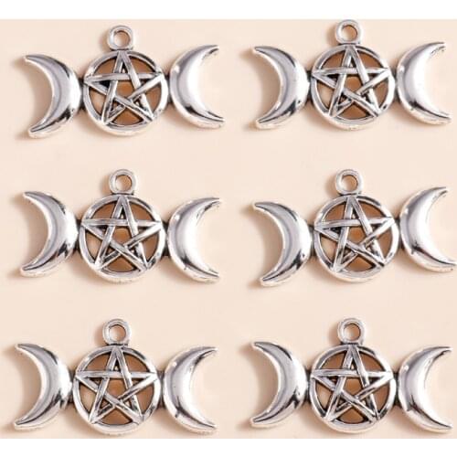 20pcs 29*17mm Vintage Double Crescent Moon Star Charms Fit Necklaces Pendants Bracelets Making DIY Handmade Jewelry Accessories