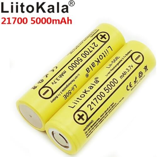 2019 LiitoKala 21700 4800 5000mAh Li-Ni Battery 3.7V 50E for Electronic Cigarette Mod / Kit 3.7V 15A power 5C Rate Discharge