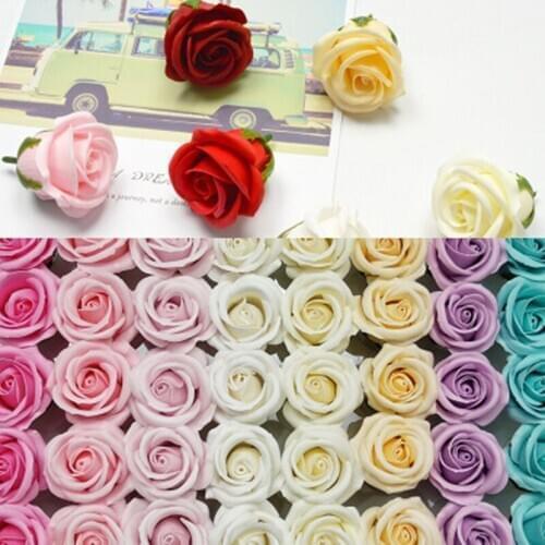 50PCS Valentines Day Gift Four-layer Rose Soap Flower Head Eternal Preserved Fresh Flower Bath Perfume Home Wedding Decoration