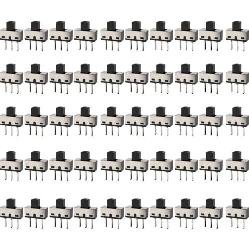 50Pcs High Knob 3 Pin 2 Position 1P2T SPDT Panel Mount Vertical Micro Slide Switches AC 125V 2A Visit the DIYhz Store
