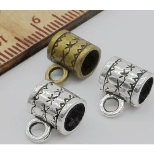 Free Ship 500Pcs Bronze Silver Plated Spacer Bail Beads Charms Fit Bracelet 8x6mm Hole 4.5mm