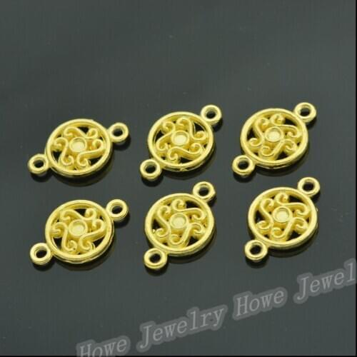65 pcs Enamel Alloy Gold-color Jewelry Circular Connectors Pendants charms for bracelet necklace DIY jewelry making JC-561