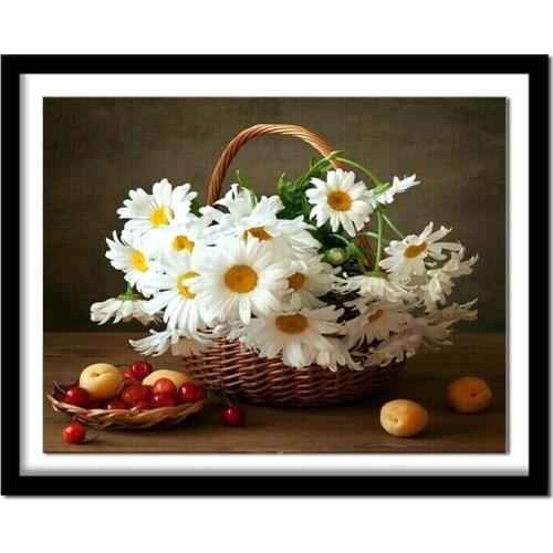 Diamant painting DIY Diamond Painting Cross Stitch Full Drill Resin Needlework Pictures Diamond Embroidery Daisy Flower