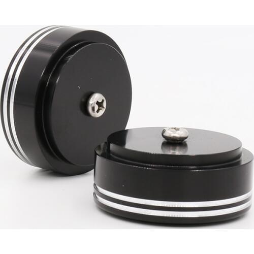 4pcs 39 x 17mm Aluminum Audio Amplifier Speaker Feet Spikes Black / Silver Ring Machine Mats Pads