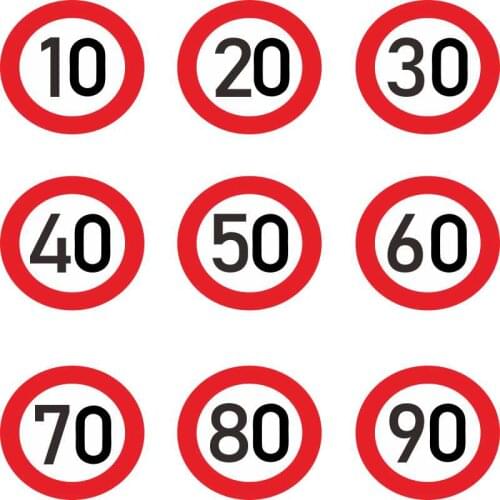 Car Sticke Decal,speed Limit 10 20 30 40 50 60 70 80 90 Km/h for Various Car Decoration, 15cm * 15cm