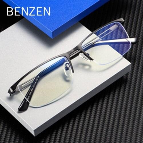 BENZEN Computer Glasses Men Anti Blue Light Goggles Alloy Myopia Prescription Eyeglasses 5228
