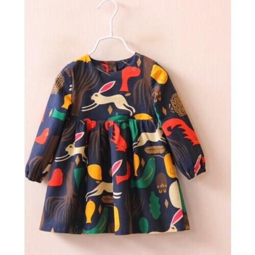 Fashion Baby girl dress new European American dress long sleeve cartoon graffiti children tutu dress