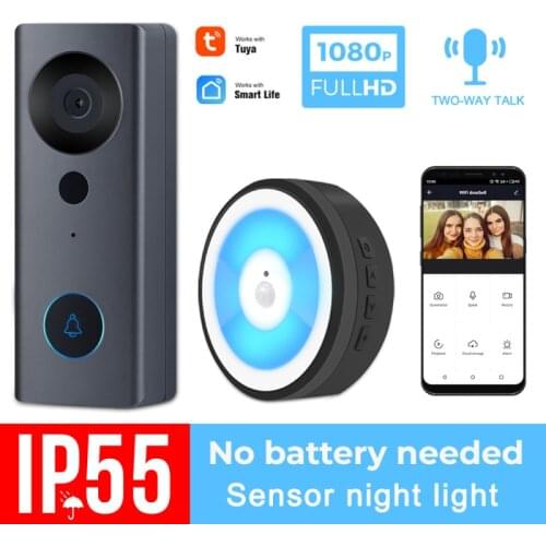 Tuya 1080P Video Doorbell Camera WiFi Smart Home Door Bell Outdoor Wireless Doorbell 2 Way Audio Voice Intercom Alarm Doorbell
