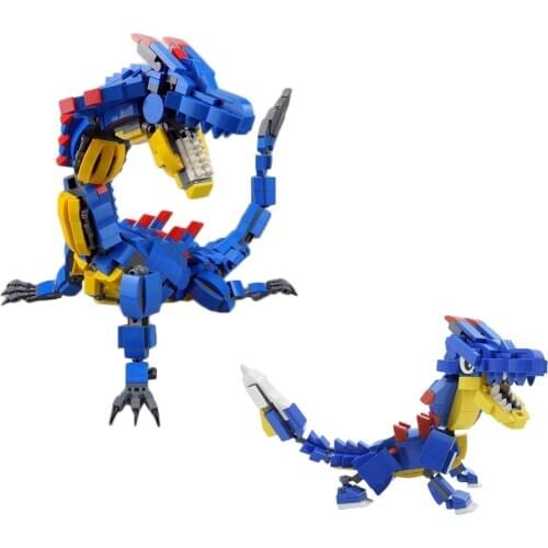Monster Lagiacrus Blocks Syngnathussp Blue Dragon Q Version DIY Model Blocks TOY Action Figure Childrens Toys for Gifts