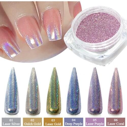 1g/bottle Holographic Glitter Nail Art Pigment Powder Shining Laser Dipping Spangles Chrome Mirror Nail Polish Dust BE1028-1