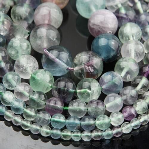 15"(38cm) Strand Round Natural Fluorite Stone Rocks 4mm 6mm 8mm 10mm 12mm Beads for Jewelry Making DIY Bracelet Findings