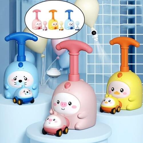 Balloon Powered Cars Educational Stem Toys Manual Balloon Pump Boys Girls blue seal