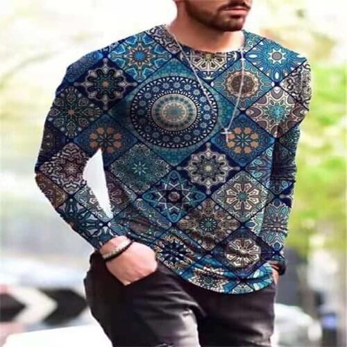 Fashion T-shirt Plus Size Men Clothes Basic Tops Fashion 3D Vintage Print T-shirt Spring Autumn Casual Pullovers Men Tees Shirt