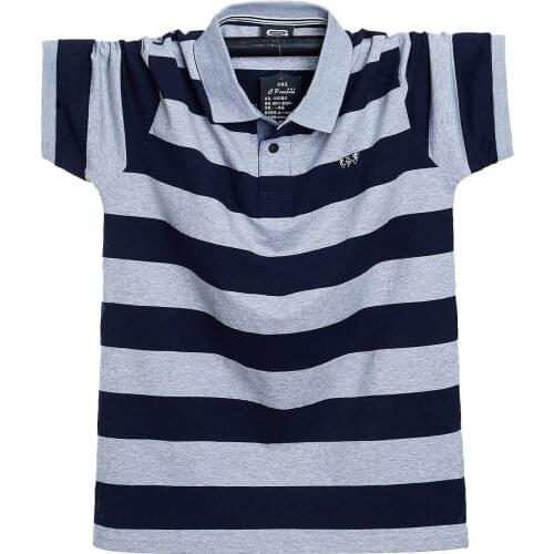 Gersri Men Casual Breathable Large Size 6xl Striped Short Sleeve Polo Shirt Mens Polo Shirt Summer Cotton Business Clothes Top