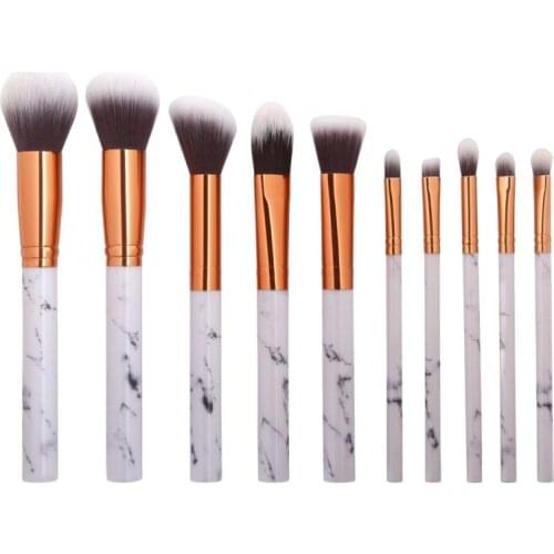 10Pcs Professional Makeup Brushes Set Marble Patten Powder Foundation Concealer Eyeshadow Lip Make up Brush Soft Synthetic Hair