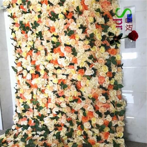 SPR decotaion wall hanging artificial flowers can roll up cloth base wedding occasion backdrop flower wall wedding decor