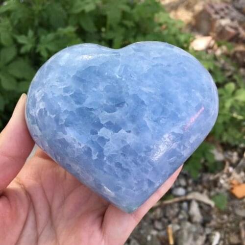 Natural Crystal Heart Hand Made Celestite Quartz Gemstones Chakra Stone Hearts Balancing Collector Crystals Reiki Healing