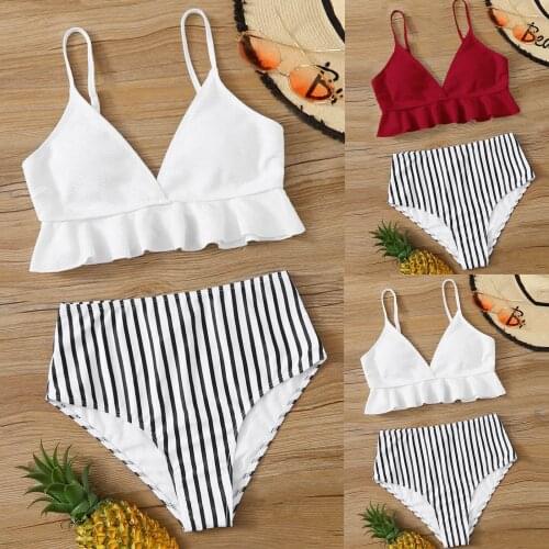 2021 new White push up woman swimsuit Summer beach sexy bikini set solid swimming suit for women swimwear Bandeau bathing suit