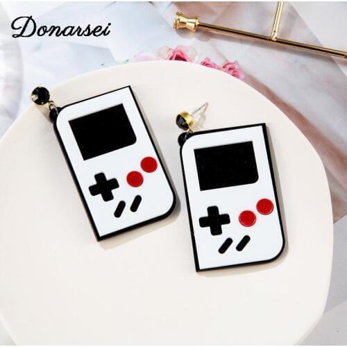Donarsei 2020 New Fashion Game Console Acrylic Earrings For Women Funny Geometric Toy Drop Dangle Earrings Party