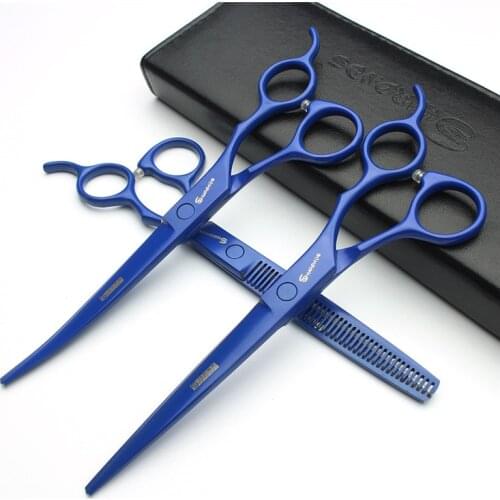 New 7 Inch japan 440C black hair scissors barber shop scissors set professional hairdresser cutting tools scissors set haircuts
