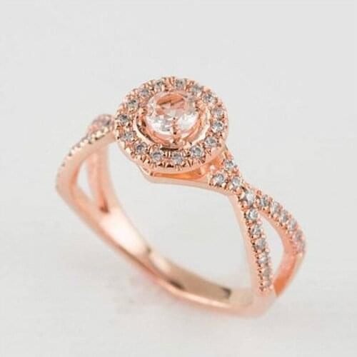 New Shine Ring Rose Golden Heart Trendy Engagement Claws Design Rings Women Zircon Cubic Elegant Rings Female Wedding Jewerly