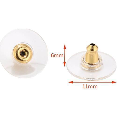 New Gold tone stainless steel Earrings Nut W/Pads Back Post Stopper 6x11mm