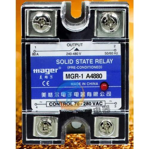 Mager Genuine new original single-phase solid-state relay AC-controlled AC 220VAC-AC SSR MGR-1 A4880 80A