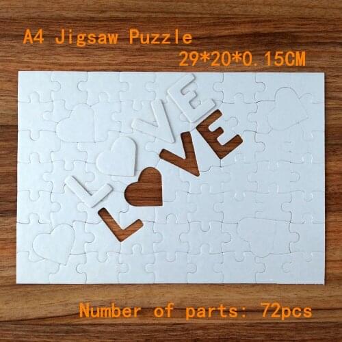 Free Shipping A4 LOVE Sublimation Blank Puzzles 12 pcs DIY Craft Jigsaw Puzzle Heat Press Sublimation INK Transfer