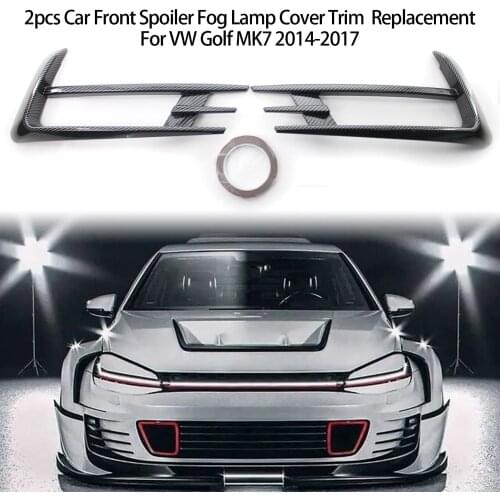 2pcs Car Front Spoiler Fog Lamp Cover Trim Carbon Fiber Fog Light Eyebrow Eye Lid Replacement For VW Golf MK7 2014-2017
