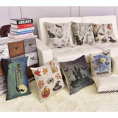 Halloween Pillow House Decorative Outdoor Backyard Couch Sofa Chair Back Cushion Cotton Linen Alternative Waist Pillows