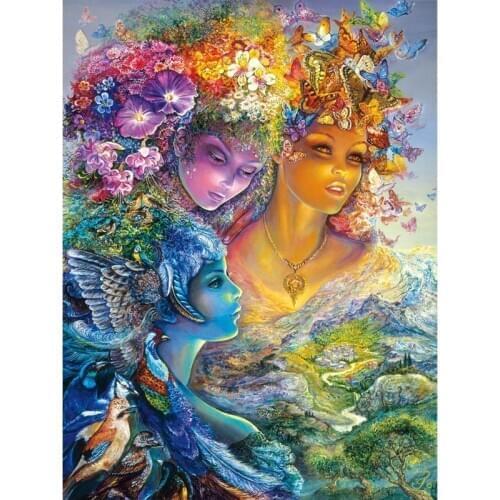 Full Drill Round Diamond 5D DIY Diamond Painting "Three Flower Fairy" Diamond Embroidery Cross Stitch Mosaic Painting