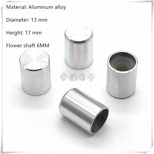 5 Piece 13×17MM silver Aluminum Alloy Knob Cap Potentiometer Speed Control Switch Knob Suitable For Flower Shaft 6MM